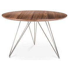 an oval wooden table with metal legs