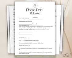 a photo print release form on top of some papers