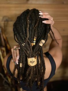 Hair Pendant, Hair Up Do, Dread Lock, Dread Styles, Dreadlock Hair, Beautiful Locs, Lotus Flower Art, Dreadlock Accessories, Dreadlock Beads