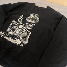 Skeleton Sweater 

- super comfy & cute
- size small/medium
- perfect condition

#skeleton #sweater #oversized #graphic #small Skeleton Sweater, Sweater Oversized, Skeleton, Sweaters For Women