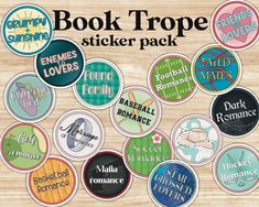 the book trope sticker pack is full of different types of books and magazines