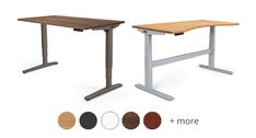 two standing desks with different color options