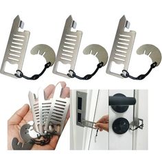 four different types of door handles and locks