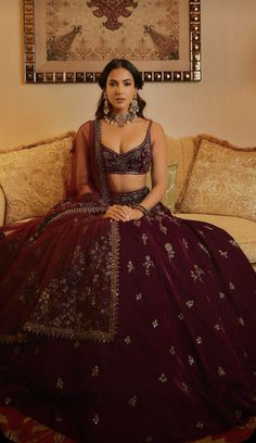 Sawan Gandhi, Sonal Chauhan, Velvet Lehenga, Wedding Lehenga Designs, Lake Side, Traditional Indian Dress, Desi Fashion Casual, Dress Design Sketches, Indian Bridal Fashion