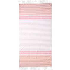 a pink and white striped beach towel