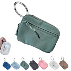 small zippered pouch with keychain and clip in various colors, sizes and shapes