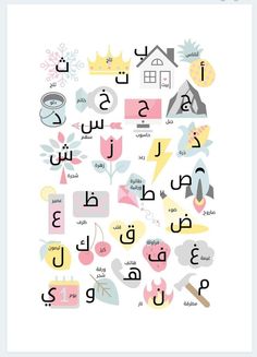 an arabic alphabet with different letters and numbers