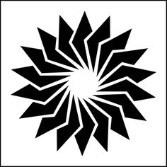 an abstract black and white flower design in square format, with the center pointed toward the viewer