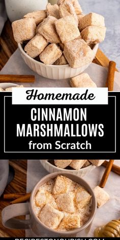 homemade cinnamon marshmallows from scratch in a bowl