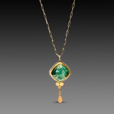 Dive into the sumptuous blue green of this deep rose cut tourmaline necklace. Rose This incredible gem is wrapped in warm 22k gold, backed with sterling silver and accented with 22k gold disks and drop. 14k gold chain. Stone measures approximately 5/8 x 5/8 inch. Matte finish. This piece is in stock and ready to ship. Statement Gemstone Necklace, Gift Ornaments, Faberge Jewelry, Shiny Rings, Gemstone Necklaces, Gem Necklace, Tourmaline Necklace, Necklace Rose, Stacked Jewelry