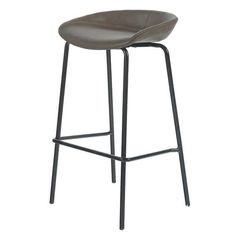 the backless bar stool is made from metal and leather