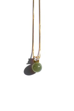 seree-Esther-Green-jade-and-zircon-necklace-1 Jade Necklace Pendant, Timeless Necklace, Zircon Necklace, Nephrite Jade, Jade Necklace, Green Necklace, Green Jade, Christmas 2024, Moss Green