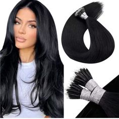 Nano Tips Black Hair Extensions Real Human Hair 22 In 50g/50s Natural Black Nano Hair Extensions Human Hair Nano Hair Extensions, Pink Short Hair, Wavy Hair Extensions, Bun Hair Piece, Black Hair Extensions, Curly Bob Wigs, Real Human Hair Extensions, Short Hair Wigs, Beautiful Wigs