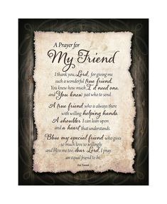 a prayer for my friend framed print on wood with black frame and white paper background