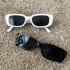 2 Pairs Of Retro Sunglasses, One All White And The Other All Black. Comes With Original Packaging And Eyeglass Kit. Nwt, No Scratches Black And White Sunglasses, Birthday Sunglasses, Purple Sunglasses, Persol Sunglasses, Saint Laurent Sunglasses, Red Sunglasses, White Sunglasses, White Accessories, Brown Sunglasses