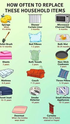 an image of how often to replace household items