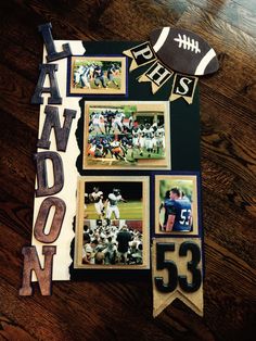 a collage of photos with the number 53 on it and some footballs in them