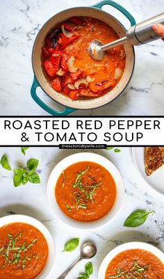 roasted red pepper and tomato soup with basil