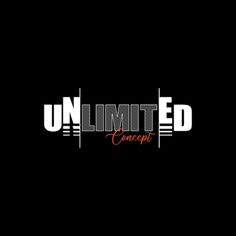 the logo for an upcoming project called, unlimted concept with black background and white lettering