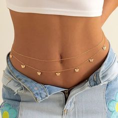 Golden Butterfly Waist Chain Alloy Fashion Jewelry Condition: New Bundle 5 Items That Are $10 Or Less And Send An Offer For $25!! Saves On Shipping Too!! Happy Poshing!! Jóias Body Chains, Waist Jewelry, Body Chains, Belly Jewelry, Streetwear Summer, Belly Chain, Waist Chain, Chain Belt, Body Chain Jewelry