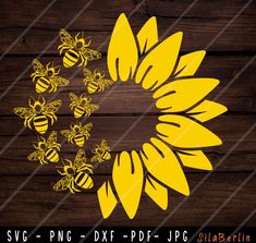 sunflower and bees svg cut file