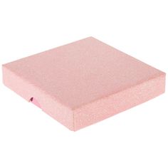 a pink foam box with no lid on it, sitting in front of a white background