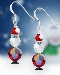 Diy Christmas Earrings, Christmas Jewelry Diy, Santa Earrings, Swarovski Christmas, Cute Beads, Holiday Beading, Kit Christmas, Earring Kit, Bracelet Kits