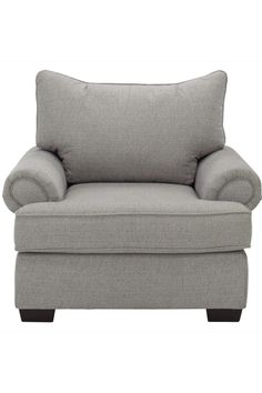 a gray chair with a pillow on it