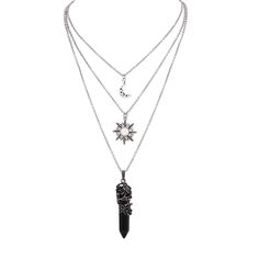 PRICES MAY VARY. GOTHIC GOTH GRUNGE LAYERED SUN MOON CRYSTAL NECKLACE:Our Goth Layered Sun Moon Crystal necklaces go with most everyday outfits and look great with boho and punk clothing and can be used as a Halloween or Valentine's Day costume. MATERIALS: Meticulously crafted from high-quality zinc alloy. Package includes 3 pieces separate necklaces SIZE & LENGTH: Moon pendant size is 0.23 inches in width x 0.6 inches in length, Sun Pendant size is 0.98 inches in diameter, The Black Crystal Pen Silver Necklace Sets, Grunge Necklaces Layered, Moon And Saturn Necklace, Ghostface Necklace, Fairy Grunge Necklace, Grunge Necklaces, Moon Sun Star, Alt Accessories, Gothic Necklaces