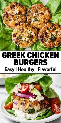 Greek chicken burgers recipe. Chicken Patties Meals, Greek Chicken Burgers Tzatziki, Greek Burgers Chicken, Healthy Dinner Ground Chicken, Mediterranean Chicken Burgers, Greek Chicken Burgers Recipe, Mediterranean Chicken Patties, Meals With Tzatziki Sauce, Greek Chicken Patties