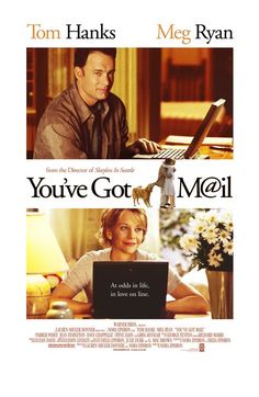 the movie you've got mail is shown in english and spanish, with an image of a man working on a laptop