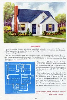 an old house with blue roof and white sidings is featured in the sears catalog