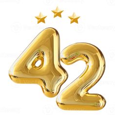 the number twenty four in gold foil with five stars