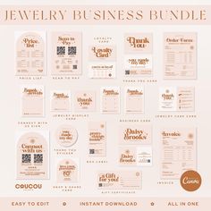 the jewelry business bundle is shown in pink and gold