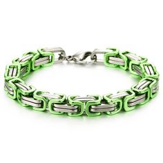 PRICES MAY VARY. Masculine Style Stainless Steel Braid Link Bracelet for Men Silver and Metallic Green Polished Metal: Stainless Steel Finishing: Polished Dimension: Chain length: 21CM(8.27"); Chain Width: 0.8CM(0.31") ; Weight: 49.2g Package: Jewelry Box with Brand Name COOLSTEELANDBEYOND *Condition: 100% brand new
*Code: MB-3170-150
*Metal: Stainless Steel
*Finishing: Polished
*Dimension: Chain length: 21CM(8.27"); Chain Width: 0.8CM(0.31") 
*Weight: 49.2g
*Package: Jewelry Box with Brand Name Adjustable Black Stainless Steel Cuban Link Bracelet, Bracelet For Men Silver, Silver Cuban Link Bracelet With Adjustable Stainless Steel Clasp, Adjustable Masculine Stainless Steel Bracelets, Nickel-free Green Sterling Silver Bracelet, Gunmetal Stainless Steel Link Bracelet, Stainless Bracelet, Green Polish, Masculine Style