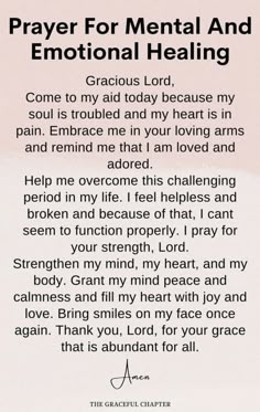 prayer for mental and emotional healing