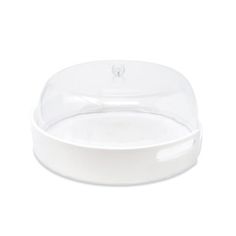 an empty plastic bowl with lid on a white background