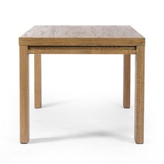 a small wooden table with two legs and a square top on an isolated white background