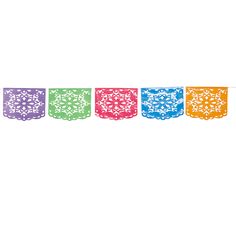 colorful paper doily on white background with different colors and designs in the shape of flowers