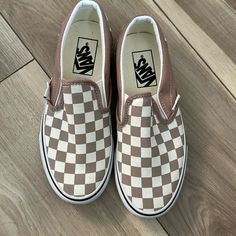 Checkered Vans In Dusty Rose. Brand New Never Worn, No Tags, No Box. Brown Plaid Vans, Black Slip On Vans, Suede Vans, Floral Vans, Better Cr Dr, Slipon Sneakers, Checkered Vans, Rose Brand, Shoes Vans