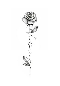 a black and white drawing of a rose with the word faith written in cursive writing