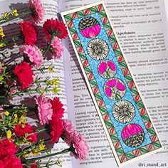 Handmade bookmark with beautiful madhubani details. Book Art Projects, Felt Bookmark, Travel Art Journal, Creative Pattern, Leather Bookmark, Bookmarks Handmade, Diy Canvas Art