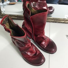 Reposhing This Item I Purchased From @Fitting_room. These Are Super Comfy And In Mint Condition They Rock! 1 3/4” Heel Great Distress Patina Distressed Boots, Fly London Shoes, London Red, Fitting Room, London Shoes, Fly London, Vintage Boots, Fashion Board, Moto Boots