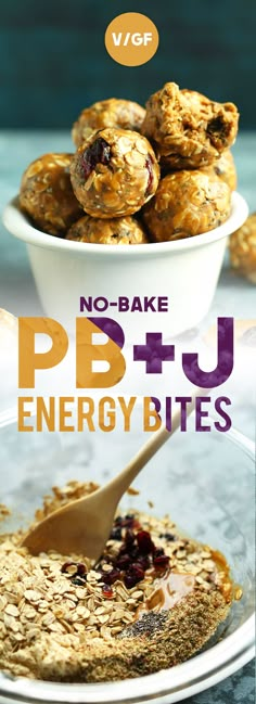 no - bake pb + j energy bites