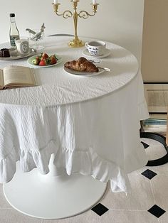 Ruffled Tablecloth, Wine Shop, Kitchen Linens, Plain White, French Style, No Frills, Table Cloth, Diy Decor, Cotton Fabric