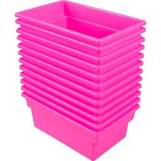 a stack of pink plastic containers sitting on top of each other