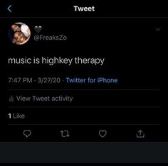 the tweet app is showing that music is high key therapy for iphone users