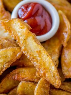 some fried food with ketchup and mustard