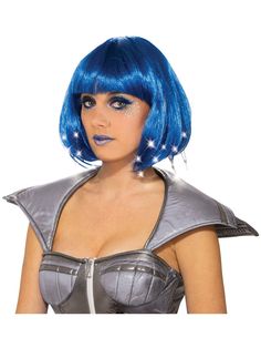 Adult Blue Light Up Wig Accessory - costumesupercenter.com Adult Wig Party, Boys Haircuts Medium, Light Up Costumes, Medium Ash Blonde, Blue Costume, Baby Boy Haircuts, Blue Costumes, Mens Fashion Business Casual, Blue Wig