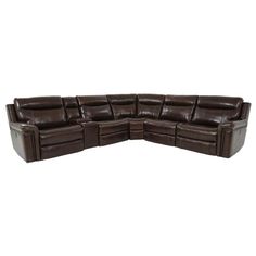 Make comfort the focus of your living room with the Billy Joe Leather Power Reclining Sectional. Sit back and relax on the soft brown genuine leather everywhere the body touches, and activate the power of the armless, right and left recliners with just the touch of a button! This leather power reclining sectional also includes a console that has cup holders for easy access to everyone’s beverages, and there’s hidden storage for your TV remote, charging cords, and more. When your phone is running Power Reclining Sectional Sofa Farmhouse, Brown Leather Reclining Sectional, Flexsteel Reclining Sofa, Joe Brown, Flexsteel Leather Reclining Sofa, Leather Sectional Sofas, Professional Cleaning Services, Sofa Styling, Soft Brown